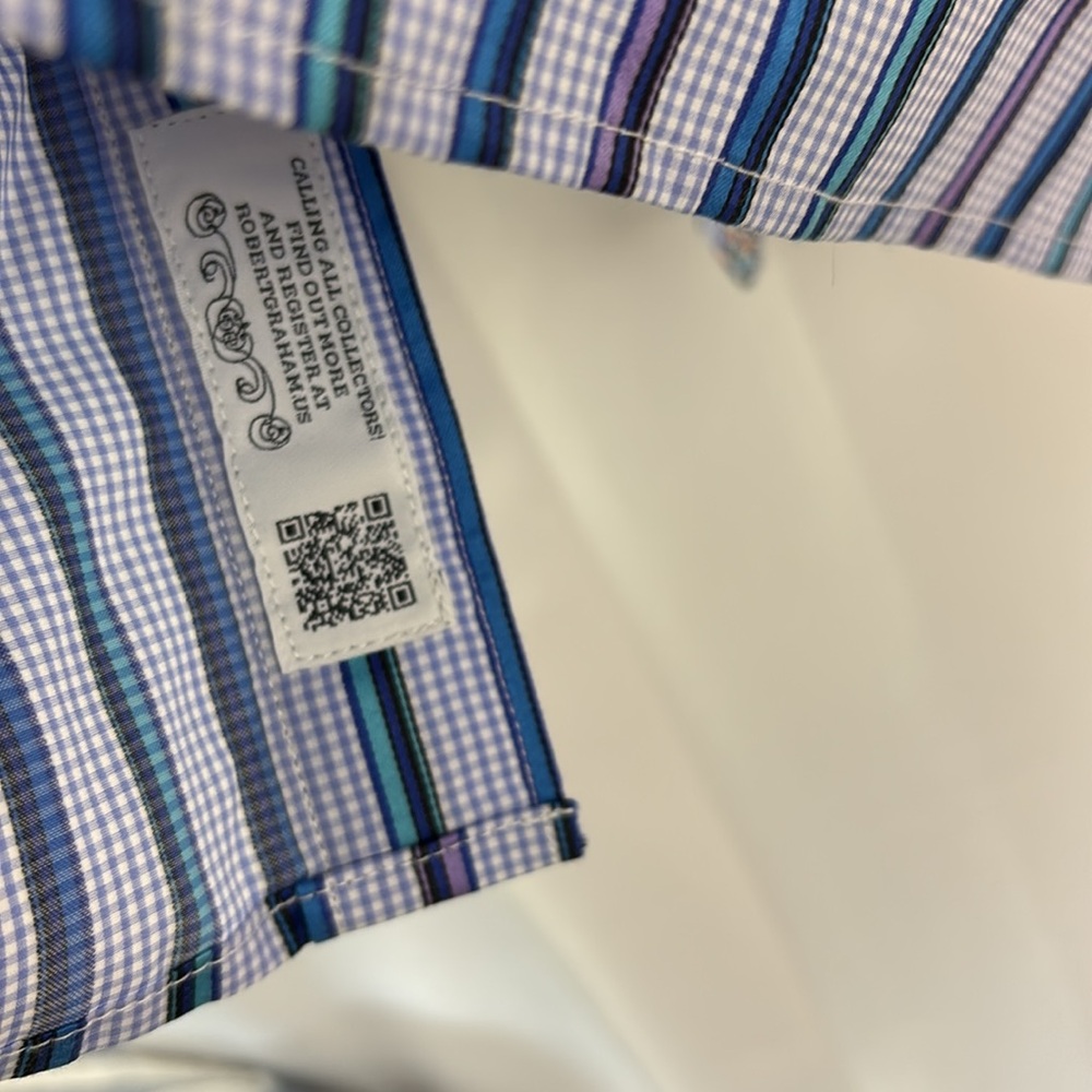 EUC Robert Graham X Collection szL Blue Striped Men's Shirt… - Picture 9 of 10